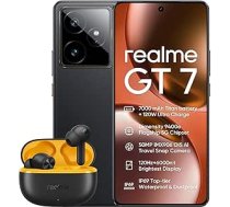 realme GT 7 5G viedtālrunis 12 + 256 GB Blue AMZ versija ar lādētāju + T200 Lite Black
