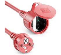 deleyCON 10 m āra pagarinātājs Strāvas pagarinātājs IP44 (H07RN-F 3G1,5 mm²) Strāvas pagarinātājs, izturīgs pret laikapstākļiem, gumijas kabelis lietošanai ārpus telpām - aizsargā kontaktdakšu kontaktdakšu - sarkans