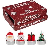 DECO EXPRESS tējas lukturīši Ziemassvētku dekorēšanai, sveču komplekts, daudzpakete ar 2,5, 3 vai 6 stundu degšanas laiku, bez aromāta (daudzkrāsains 3D, 12 iepakojumi)