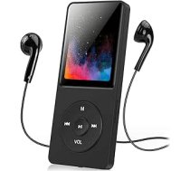 32GB MP3 atskaņotājs Bluetooth ar 1,8 collu TFT krāsu ekrānu un austiņām, HiFi mūzikas atskaņotājs bērniem ar skaļruni, FM radio, e-grāmatu, ierakstīšana, atbalsts līdz 128 GB, melns