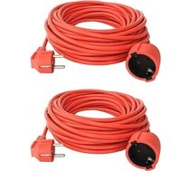 2 x Pagarinātājs 30 m pagarinājums Oranžs Schuko barošanas kabelis Dārza kabelis V13