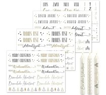 OWLBOOK® Ziemassvētku/Adventes sveces tetovējuma folija, ūdens slīdēšanas uzlīmes, zelta krāsā, 4 x DIN A5 komplekts