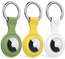 Schutzhülle für Airtag-Halter, Silikonhülle für AirTag-Schlüsselanhänger für Schlüssel, Taschen, Gepäck, Haustierhalsbänder, Anti-Verlust- und Kratzfestes Design für Apple AirTags 2021 (Weiß)