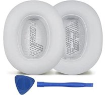 Ersatz-Ohrpolster für JBL E65 (E65BT E65BTNC)/Live 650 (650NC 650BTNC)/Live 660 (660NC 660BTNC)/Duet NC Over-Ear-Kopfhörer, weiche Leder-Ohrpolster, geräuschisolierender Schaumstoff, Weiß