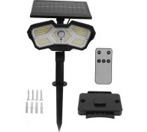 Āra saules starmešu apgaismojums, saules ainavu apgaismojums, saules gaismas āra apgaismojums ar 2 spilgtuma režīmiem, 2400 mAh mājas parkam (ASTEY-KXK-600-128LED)