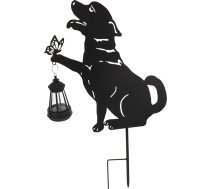 POPETPOP Solar Gartenleuchte Hund Metall LED Solarleuchte Außen mit Erdspieß Wetterfeste Solar laterne für Terrasse Rasen und Dekorative Solarlampe für Garten Wegbeleuchtung