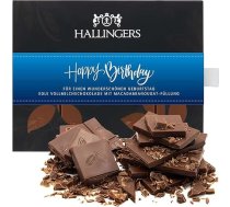 Hallingers Happy Birthday Blue – pilnpiena šokolāde ar makadāmijas riekstu nugatu – roku darbs, bez alkohola (kaste) – Dāvanu idejas Ziemassvētki un dāvanas Adventes kalendārs Dzimšanas diena Apsveikumi Gads