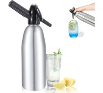 Soda sifons, 1 litra gāzētā ūdens aparāts, dzirkstošā ūdens aparāts, pārnēsājams alumīnija dzirkstošā ūdens aparāts mājas sulu, Mojito, kokteiļu, dzērienu pagatavošanai mājas bāros
