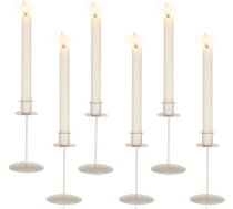 Romadedi Sveču turētājs Taper Candle Candles White - komplekts no 6 sveču turētājiem Metāla Vintage moderns dekors kāzu galdam Ziemassvētku galda dekorēšanai Dzīvojamā istaba Adventa vainags Adventa advente