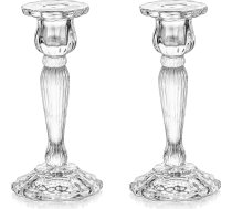 Romadedi Crystal Candle Holder Taper Candles High - komplekts no 2 sveču turētājiem Stikla elegants Taper sveču svecēm kāzu galda dekorēšanai Ziemassvētku Adventes Adventes Dzīvojamā istaba Vintage apdare,