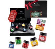 Hallingers Red Christmas - luksusa Adventes kalendārs, augstas kvalitātes tējas ar intensīvu aromātu skrūvējamās burciņās, tējas mīļotājiem (komplekts) - dāvanu idejas Ziemassvētki un dāvanas Adventes kalendārs | Recovery Ch
