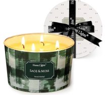 Home Lights Aromātiskās sveces stiklā 510 g sojas sveces 4 daktu sveču burkas Aromterapija Bezdūmu 50 stundas pilnībā degoša aromātiskā svece Salvija un sūnas