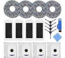 Ecovacs DEEBOCS DEEBOT T30 Omni/T30 PRO Omni/T30 PRO MAX nomaiņa Yeedi M12 PRO+ robotu putekļsūcējam, 4 sānu birstes, 4 filtri, 4 filtri, 4 salvetes, 4 putekļu maisiņi, putekļusūcēju piederumu komplekts