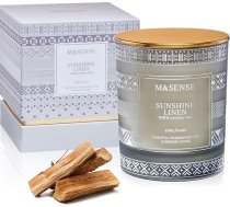 M&SENSE Sunshine Linen aromātiskās sveces, 210 g, 45 stundu ilgnoturīgas, ļoti aromātiskas mājas dekora sveces, dabiska sojas vaska luksusa sveces, Valentīndienas dāvanas vīriešiem un sievietēm