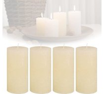 Candelo 4 sveču komplekts Ambiente Rustic Pillar Candle - krēmkrāsas krāsā - liela lauku svece 12 cm - ilgs degšanas laiks aptuveni 54 stundas Ziemassvētku sveces Adventes vainags