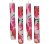 ukiyo iepakojumā 4 lauku sveces, augstums: 24 cm, diametrs: 3,4 cm, deg 24 stundas, biezas sveces, vakariņu sveces, galda sveces, baznīcas sveces, krāsa: Krāsa: ziedu sarkana/rozā