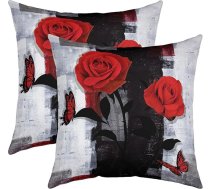 2 spilvenu pārvalki 60x60cm rozā sarkans spilvens sarkans spilvens gadījumā Grunge melns melns balts ēna akvarelis Vintage spilvens sedz eļļas glezna tauriņš guļamistaba apdare
