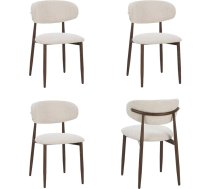 Criks Celia Dining Room Chairs - Set of 4 - Beige - Japandi High-Quality Fabric, Metal Legs with Wood Look, Ergonomic Design - for Dining Room, Kitchen & Living Room
