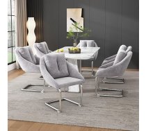 Lexiou High Quality Grey Velvet Chair with Two Ergonomic Dining Chairs, Durable Metal Frame, Modern and Stylish Velvet Chair (4)