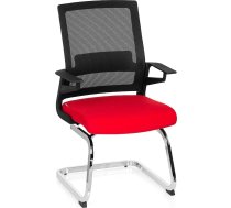 hjh OFFICE Inventor V 732080 Apmeklētāju krēsls Audums / sieta muguras melns / sarkans Konsoles krēsls ar jostas balstu