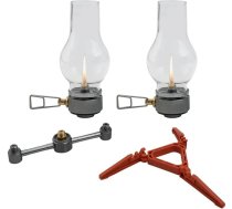 Pārnēsājama vara gāzes laterna āra kempingam, stikla telts lampa ar apvalku, regulējama liesma, vides apgaismojums pārgājieniem, balta apdare (2 x gāzes lampu komplekts)