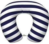 Tumši zils un balts svītrains ceļojuma spilvens Memory Foam kakla spilvens atbalsts lidmašīnas spilvens ceļojumiem, miega atpūtai, automašīnā, vilcienā un mājās