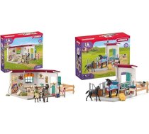 SCHLEICH 42591 „Horse Club“ seglu telpa, 85 detaļu rotaļu komplekts ar zirga figūriņu un 42611 „Horse Club“ zirgu pārvadājamo kasti ar ķēvi un kumeļu