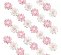 5 jardu mežģīņu lentes ziedi, 25 mm dekoratīvā lenta Lace Border Izšūšana Dekoratīvā lenta Dāvanu lenta galda apdare Margrietiņa robeža amatniecības šūšanai Kāzu apdare