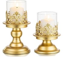 Sziqiqi Modern Candle Holder for Pillar Candles - Zelta metāla sveču turētājs sveču turētājs sveču turētājs sveču statīvs galda dekorēšanai Dzīvojamā istaba Ēdamistaba Kāzu galds Kafijas galds Sānu galds Ziemassvētki