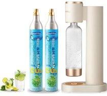 GreatWhip ūdens karbonizatora komplekts - Soda aparāts balts Komplektā ietilpst 2 x 60 L CO2 skrūvējamais cilindrs + 1 L pudele bez BPA - tikai vītņotiem skrūvējamiem cilindriem, saderīgs ar SodaStream & Aarke