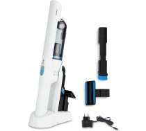 MEDION rokas putekļsūcējs (akumulatora, bezvadu, BLDC motors, mini putekļsūcējs automašīnai, HEPA-13 filtrs, filtrē putekļus un alergēnus, spēcīga 20 kPA sūkšanas jauda, uzlādes stacija, MD12057), balts