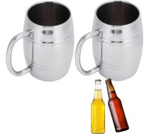 2 iepakojuma nerūsējošā tērauda alus krūzes, dubultā izolēta alus krūze, mucas tvertne ar rokturi, 15,9oz/470ml metāla kafijas krūze, ūdens glāze, izturīga pret sadrūšanu