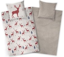 Aminata kids Flannelette Briežu motīvs Gultas veļa 135 x 200 cm Kokvilna Pelēki sarkana - Ziemas gultas veļa Silta Ziemassvētku ziemas gultasveļa - Elk Reindeer Bērni Pieaugušie Silta mīksta