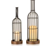 Laterna Dekoratīvā laterna, liela: 2 gab., komplekts, 35/42 cm, metāla sveču turētājs, melns, āra galda apdare, Vintage, dzīvojamā istaba, balkons, terase, galds, galds.