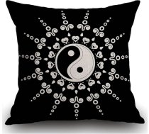 Smooffly Yin Yang Mandala Spilvenu pārvalks Dārza mēbeles Dekoratīvs lina kvadrātveida divpusējs apdrukāts spilvens pārvalks mājas birojam dīvānam dīvānam automašīnai Dārzs 45x45cm