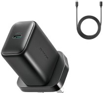 Strāvas lādētājs ar kabeli Angļu spraudnis UK USB-C 25W 1m - melns