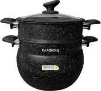 Kamberg - 0008229 Kuskusa katls / tvaicēšanas katls / vārīšanas katls 3-in-1 - Diametrs 24 cm - 8 litri - Alumīnija - Stikla pārveidotājs - Visām plītīm, ieskaitot indukcijas plītiņas