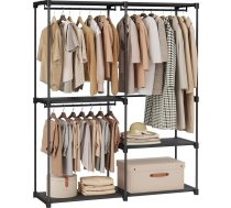 SONGMICS RYG025B02 Atvērts drēbju drēbju skapis Drēbju pakaramais 3 pakaramie nodalījumi Liela telpa guļamistabai Dzīvojamā istaba 138 x 43 x 182 cm Tinte melna