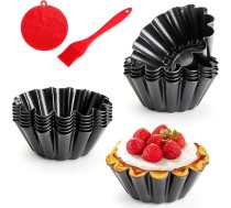 12 pīrāgu veidņu iepakojums, diametrs 13 cm, tarteletes veidnes, mini pīrāgu forma ar paceļamu pamatni, 5 collu pīrāgu forma, cepšanas forma, nesadalāms pārklājums, apaļa pīrāgu forma (13 cm x 12)