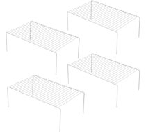 IPEGTOP Virtuves skapīša organizētājs, 4 lielu (40 x 24 cm) nerūsējošā tērauda nerūsējošā tērauda sieta plauktu komplekts garšvielām, skapīšiem, darba virsmām un piederumiem - balts