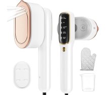 Mini tvaika gludeklis apģērbiem, tvaika tvaicētājs, 5 pakāpju tvaicētājs, 1000 W salokāms, kompakts, pārnēsājams ceļojuma gludeklis, mazs tvaika gludeklis ceļošanai un lietošanai mājās (balts)
