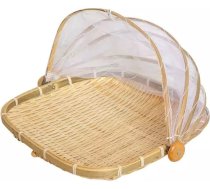 Kvadrātveida bambusa telts grozs ar vāku Dārzeņu/augļu maizes uzglabāšanas grozs (Square28cm)