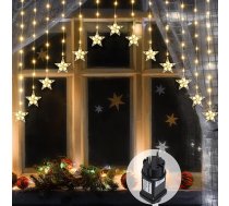 SALCAR 3 m LED zvaigžņu gaismas aizkars, 222 LED ar 16 zvaigžņu LED pasaku gaismām ar taimeri, Ziemassvētku apgaismojums Ziemassvētkiem, balkonam, ballītei, kāzām, silti balts