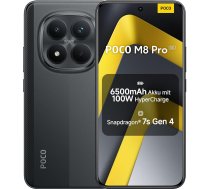 XIAOMI Poco M8 Pro 5G viedtālrunis, 8 GB RAM + 256 GB atmiņa, 6,83 collu 1,5K CrystalRes AMOLED, Snapdragon 7s 4. paaudzes, 50 MP Light Fusion 800 ar OIS, IP68, melns, 2 gadu garantija