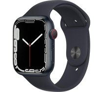Apple Watch Series 7 (GPS + mobilais, 45 mm) Alumīnija korpuss Midnight ar pusnakts sporta siksniņu (Atjaunots)