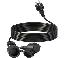 Pagarinātājs ar Schuko kontaktligzdām 5 m, 16 A 250 V, āra kontaktligzda, IP44, ūdensizturīgs, dubultā kontaktdakša, dārzam, birojam un mājai