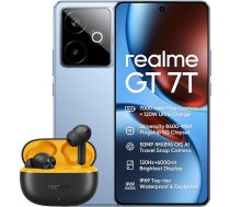 realme GT 7T 512GB 12GB IceSense Blue versija ar lādētāju + T200 Lite Black