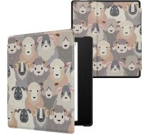 kwmobile Klapphülle kompatibel mit Amazon Kindle Oasis 10. Generation Hülle - eReader Case - Schaf Weiß Braun Grau