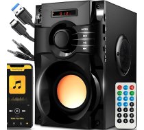 Retoo 15 W bezvadu Bluetooth skaļrunis ar radio un akumulatoru, 9 stundu darbības laiks, portatīvais PartyBox ar AUX un Micro SD kartes ievadi, mūzikas kastīte ballītei, karaoke, stereo tālrunim, datoram, melns