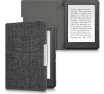 kwmobile Korpuss Kobo Glo HD (N437) / Touch 2.0 - Grāmatas stila auduma aizsargvāciņš e-lasītāja vāciņam Flip Folio - tumši pelēks